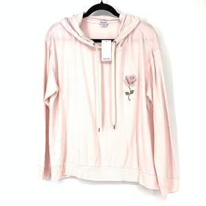 Splendid Women's Size Large Gathered Back Hoodie Top In Ballerina Pink